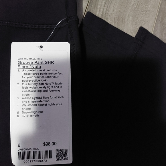 NWT **☆SOLD☆** Lululemon Black SHR Groove pants Nulu leggings Size 6 - Picture 5 of 5